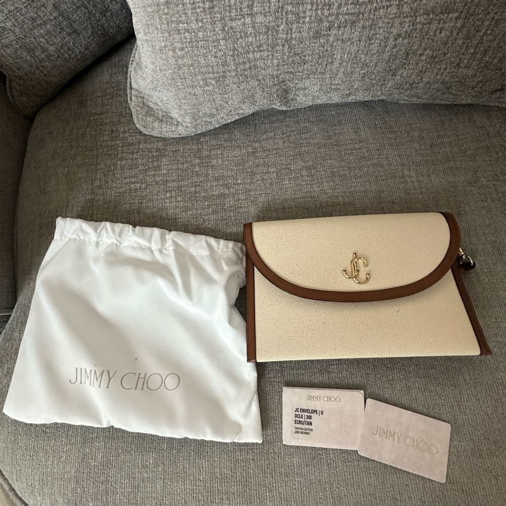 Jimmy Choo Cream and Brown Clutch(SOLD)